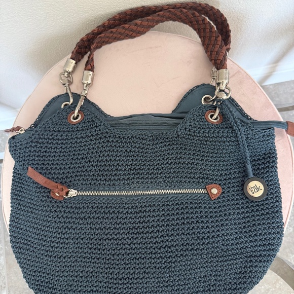 The Sak Blue Crochet Hobo Shoulder Bag – 14.5” x 11” - Picture 1 of 5
